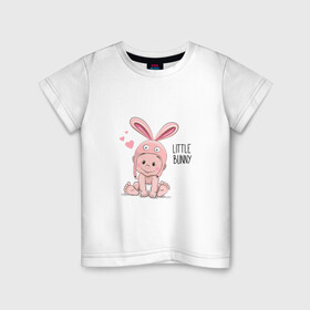 Детская футболка хлопок с принтом Мой зайчонок в Белгороде, 100% хлопок | круглый вырез горловины, полуприлегающий силуэт, длина до линии бедер | little | little bunny | зайчик | малыш | младенец | новорожденный | ребенок