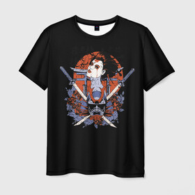 Мужская футболка 3D с принтом ГеЙша и СамураЙ в Белгороде, 100% полиэфир | прямой крой, круглый вырез горловины, длина до линии бедер | Тематика изображения на принте: девушка | самурай | япония