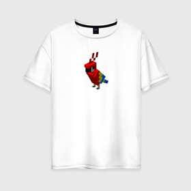 Женская футболка хлопок Oversize с принтом Попугай | Parrot в Белгороде, 100% хлопок | свободный крой, круглый ворот, спущенный рукав, длина до линии бедер
 | minecraft | красный | крылатая | попугай | птица
