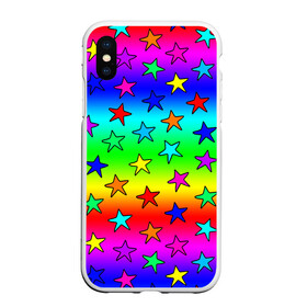 Чехол для iPhone XS Max матовый с принтом Радужные звезды в Белгороде, Силикон | Область печати: задняя сторона чехла, без боковых панелей | baby | children | girl | gradient | kids | neon | rainbow | space | stars | градиент | девчачие | девчачье | детские | детский рисунок | звездочки | звезды | космос | красочные | малышам | неоновые | ночные | радуга | разноцветные