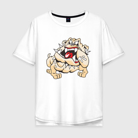 Мужская футболка хлопок Oversize с принтом Злая собака в Белгороде, 100% хлопок | свободный крой, круглый ворот, “спинка” длиннее передней части | Тематика изображения на принте: dog | бульдог | злой | пес | псина | собака | собачка | сторожевой пес