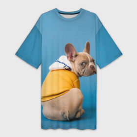 Платье-футболка 3D с принтом Собачка на стиле в Белгороде,  |  | dog | модель | песик | позирует | собака | фотосессия