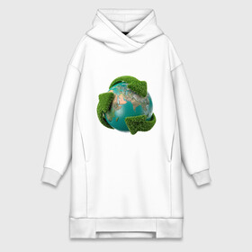Платье-худи хлопок с принтом Чистая планета в Белгороде,  |  | зеленая планета | переработка | планета | сортировка | сортировка мусора | стрелочки | чистая планета | экология