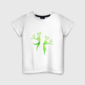 Детская футболка хлопок с принтом Мы вместе в Белгороде, 100% хлопок | круглый вырез горловины, полуприлегающий силуэт, длина до линии бедер | Тематика изображения на принте: гармония | гармония с природой | дерево | люди | планета | растения | чистая планета | экология