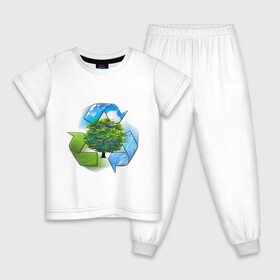 Детская пижама хлопок с принтом Взаимосвязь  в Белгороде, 100% хлопок |  брюки и футболка прямого кроя, без карманов, на брюках мягкая резинка на поясе и по низу штанин
 | взаимосвязь | вода | дерево | земля | небо | переработка