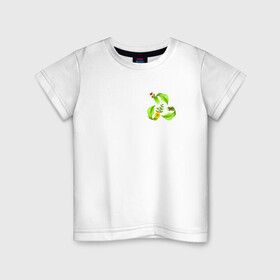 Детская футболка хлопок с принтом Знак переработки  в Белгороде, 100% хлопок | круглый вырез горловины, полуприлегающий силуэт, длина до линии бедер | бабочка | знак переработки | листья | мак | переработка | цветы | экология