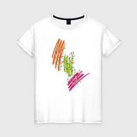 Женская футболка хлопок с принтом Markers в Белгороде, 100% хлопок | прямой крой, круглый вырез горловины, длина до линии бедер, слегка спущенное плечо | графика | рисунок | фломастер | цвет | штрих