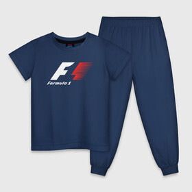 Детская пижама хлопок с принтом Formula 1 в Белгороде, 100% хлопок |  брюки и футболка прямого кроя, без карманов, на брюках мягкая резинка на поясе и по низу штанин
 | Тематика изображения на принте: f1 | formula 1 | racing | болиды | гонки | логотип | старый логотип | формула 1