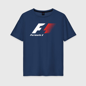 Женская футболка хлопок Oversize с принтом Formula 1 в Белгороде, 100% хлопок | свободный крой, круглый ворот, спущенный рукав, длина до линии бедер
 | f1 | formula 1 | racing | болиды | гонки | логотип | старый логотип | формула 1