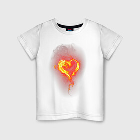 Детская футболка хлопок с принтом Пылкое сердце в Белгороде, 100% хлопок | круглый вырез горловины, полуприлегающий силуэт, длина до линии бедер | дым | любовь | огонь | очертание | пылкое сердце | сердце