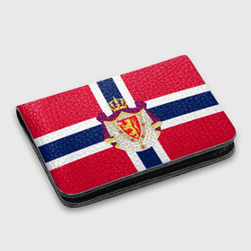 Картхолдер с принтом с принтом Норвегия | Флаг и герб Норвегии в Белгороде, натуральная матовая кожа | размер 7,3 х 10 см; кардхолдер имеет 4 кармана для карт; | герб | герб норвегии | корона | красный | лев | линии | норвегии | норвегия | синий | топор | флаг | флаг норвегии | щит