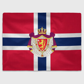 Плед 3D с принтом Норвегия | Флаг и герб Норвегии в Белгороде, 100% полиэстер | закругленные углы, все края обработаны. Ткань не мнется и не растягивается | Тематика изображения на принте: герб | герб норвегии | корона | красный | лев | линии | норвегии | норвегия | синий | топор | флаг | флаг норвегии | щит