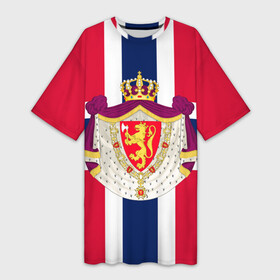 Платье-футболка 3D с принтом Норвегия | Флаг и герб Норвегии в Белгороде,  |  | герб | герб норвегии | корона | красный | лев | линии | норвегии | норвегия | синий | топор | флаг | флаг норвегии | щит
