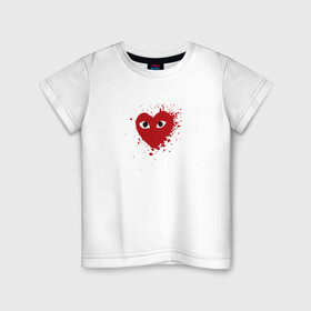 Детская футболка хлопок с принтом Сердце с глазами в Белгороде, 100% хлопок | круглый вырез горловины, полуприлегающий силуэт, длина до линии бедер | eays | heart with eyes | japan | глаза | глазки | как парни | ком де гарсон | мода | сердце | сердце с глазами | сердце с глазищами | токио | уличный стиль | японский бренд | японский дизайн