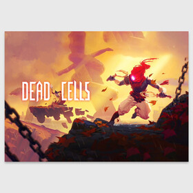 Поздравительная открытка с принтом Dead Cells ГГ в Белгороде, 100% бумага | плотность бумаги 280 г/м2, матовая, на обратной стороне линовка и место для марки
 | cell | cells | dead | dead cells | game | gamer | games | metroidvania | roguelike | игра | игры