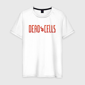 Мужская футболка хлопок с принтом Dead cells logo text в Белгороде, 100% хлопок | прямой крой, круглый вырез горловины, длина до линии бедер, слегка спущенное плечо. | cell | cells | dead | dead cells | game | gamer | games | metroidvania | roguelike | игра | игры