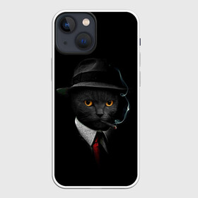 Чехол для iPhone 13 mini с принтом НУАРНЫЙ КОТ в Белгороде,  |  | Тематика изображения на принте: animal | cat | dark | detective | nuar | police | triller | детектив | звери | кот | котэ | кошки | нуар | триллер