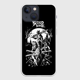 Чехол для iPhone 13 mini с принтом Бладборн ЧБ в Белгороде,  |  | bloodborne | game | games | stranger | бладборн | игра | игры | соулс | странник