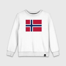 Детский свитшот хлопок с принтом Норвегия | Флаг Норвегии в Белгороде, 100% хлопок | круглый вырез горловины, эластичные манжеты, пояс и воротник | красный | линии | норвегии | норвегия | синий | флаг | флаг норвегии