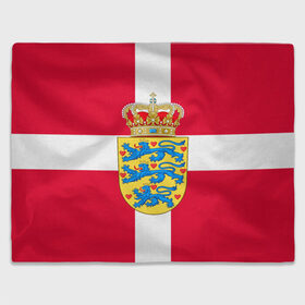 Плед 3D с принтом Дания | Герб и флаг Дании в Белгороде, 100% полиэстер | закругленные углы, все края обработаны. Ткань не мнется и не растягивается | Тематика изображения на принте: герб | дании | дания | корона | лев | львы | сердца | сердце | флаг | щит