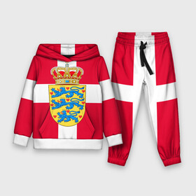 Детский костюм 3D (с толстовкой) с принтом Дания | Герб и флаг Дании в Белгороде,  |  | Тематика изображения на принте: герб | дании | дания | корона | лев | львы | сердца | сердце | флаг | щит