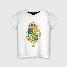 Детская футболка хлопок с принтом Швеция | Герб Швеции в Белгороде, 100% хлопок | круглый вырез горловины, полуприлегающий силуэт, длина до линии бедер | Тематика изображения на принте: герб | желтый | знак | линии | прямоугольник | символика | синий | флаг | швеции | швеция