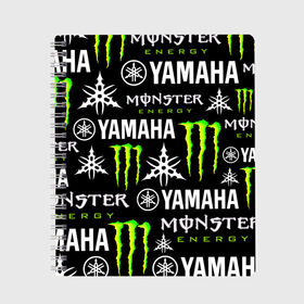 Тетрадь с принтом YAMAHA X MONSTER / SPORT в Белгороде, 100% бумага | 48 листов, плотность листов — 60 г/м2, плотность картонной обложки — 250 г/м2. Листы скреплены сбоку удобной пружинной спиралью. Уголки страниц и обложки скругленные. Цвет линий — светло-серый
 | Тематика изображения на принте: monster energy | motorcycle | yamaha | yzf r6 | байк | байкер | зеленый | монстер | мотоспорт | мототехника | мотоцикл | мотоциклист | скутер | энергетик. | ямаха