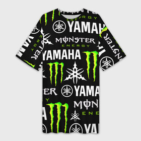 Платье-футболка 3D с принтом YAMAHA X MONSTER   SPORT в Белгороде,  |  | monster energy | motorcycle | yamaha | yzf r6 | байк | байкер | зеленый | монстер | мотоспорт | мототехника | мотоцикл | мотоциклист | скутер | энергетик. | ямаха
