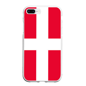 Чехол для iPhone 7Plus/8 Plus матовый с принтом Дания | Флаг Дании в Белгороде, Силикон | Область печати: задняя сторона чехла, без боковых панелей | белый | герб | государство | дании | дания | знак | красный | крест | линии | символика | страна | флаг