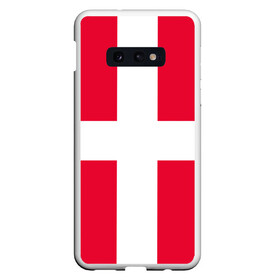 Чехол для Samsung S10E с принтом Дания | Флаг Дании в Белгороде, Силикон | Область печати: задняя сторона чехла, без боковых панелей | белый | герб | государство | дании | дания | знак | красный | крест | линии | символика | страна | флаг