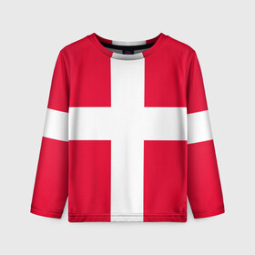 Детский лонгслив 3D с принтом Дания | Флаг Дании в Белгороде, 100% полиэстер | длинные рукава, круглый вырез горловины, полуприлегающий силуэт
 | белый | герб | государство | дании | дания | знак | красный | крест | линии | символика | страна | флаг