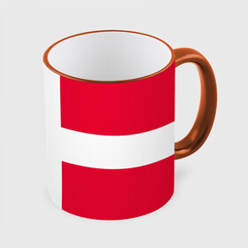 Кружка с полной запечаткой с принтом Дания | Флаг Дании в Белгороде, керамика | ёмкость 330 мл | белый | герб | государство | дании | дания | знак | красный | крест | линии | символика | страна | флаг