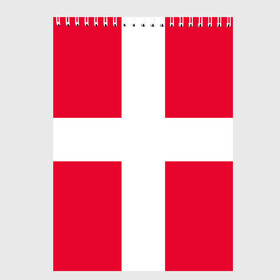 Скетчбук с принтом Дания | Флаг Дании в Белгороде, 100% бумага
 | 48 листов, плотность листов — 100 г/м2, плотность картонной обложки — 250 г/м2. Листы скреплены сверху удобной пружинной спиралью | белый | герб | государство | дании | дания | знак | красный | крест | линии | символика | страна | флаг