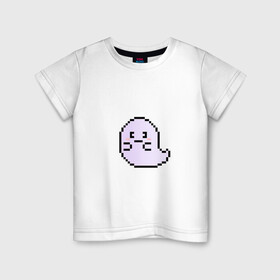Детская футболка хлопок с принтом Hounted в Белгороде, 100% хлопок | круглый вырез горловины, полуприлегающий силуэт, длина до линии бедер | gost | haunted | kawaii | кавай | ня | пиксели | призрак
