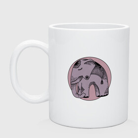 Кружка керамическая с принтом Розовый слон в Белгороде, керамика | объем — 330 мл, диаметр — 80 мм. Принт наносится на бока кружки, можно сделать два разных изображения | гравюра | графика | животные | природа | розовый | слон