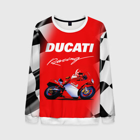 Мужской свитшот 3D с принтом DUCATI / ДУКАТИ / RACING в Белгороде, 100% полиэстер с мягким внутренним слоем | круглый вырез горловины, мягкая резинка на манжетах и поясе, свободная посадка по фигуре | ducati | motorcycle | motosport | racing | speed | sport | байк. | гонки | двигатель | дукати | мото | мотокросс | мотоспорт | мототриал | мотоцикл | скорость | спорт