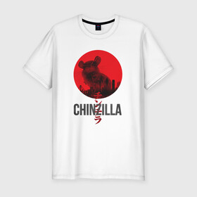 Мужская футболка хлопок Slim с принтом Chinzilla black в Белгороде, 92% хлопок, 8% лайкра | приталенный силуэт, круглый вырез ворота, длина до линии бедра, короткий рукав | chinzilla | zhinzhilla | чинзилла | шинзилла | шиншилла