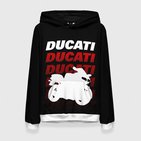 Женская толстовка 3D с принтом DUCATI / ДУКАТИ / SPORT в Белгороде, 100% полиэстер  | двухслойный капюшон со шнурком для регулировки, мягкие манжеты на рукавах и по низу толстовки, спереди карман-кенгуру с мягким внутренним слоем. | ducati | motorcycle | motosport | racing | speed | sport | байк. | гонки | двигатель | дукати | мото | мотокросс | мотоспорт | мототриал | мотоцикл | скорость | спорт