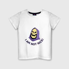 Детская футболка хлопок с принтом Skeletor | Скелетор в Белгороде, 100% хлопок | круглый вырез горловины, полуприлегающий силуэт, длина до линии бедер | he man | skeletor | властелины вселенной | персонажи | скелет | скелетор | череп