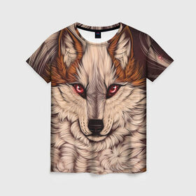 Женская футболка 3D с принтом Красивая Волчица в Белгороде, 100% полиэфир ( синтетическое хлопкоподобное полотно) | прямой крой, круглый вырез горловины, длина до линии бедер | волк | волчица | дикий зверь | зверь | красивая волчица | рисунок