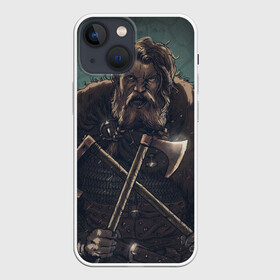 Чехол для iPhone 13 mini с принтом Викинг в Белгороде,  |  | бородач | викинг | воин | воин с топорами | рисунок | топоры