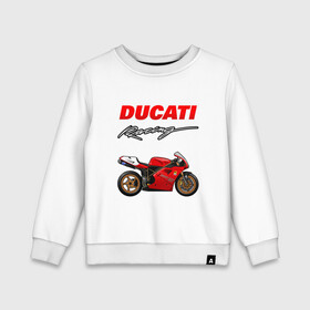 Детский свитшот хлопок с принтом DUCATI / ДУКАТИ / MOTOSPORT в Белгороде, 100% хлопок | круглый вырез горловины, эластичные манжеты, пояс и воротник | ducati | motorcycle | motosport | racing | speed | sport | байк. | гонки | двигатель | дукати | мото | мотокросс | мотоспорт | мототриал | мотоцикл | скорость | спорт