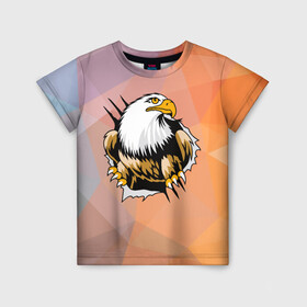 Детская футболка 3D с принтом Орел 3D в Белгороде, 100% гипоаллергенный полиэфир | прямой крой, круглый вырез горловины, длина до линии бедер, чуть спущенное плечо, ткань немного тянется | eagle | орел | орленок | орлиный взгляд | птица | птичка | хищная птица