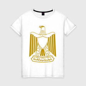 Женская футболка хлопок с принтом Египет | Египетский герб в Белгороде, 100% хлопок | прямой крой, круглый вырез горловины, длина до линии бедер, слегка спущенное плечо | буква | герб | герб египта | египет | египетский герб | знак | иероглифы | символ | символы | флаг | эмблема | эмблемма