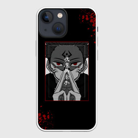 Чехол для iPhone 13 mini с принтом МАГИЧЕСКАЯ БИТВА | SUKUNA в Белгороде,  |  | Тематика изображения на принте: anime | japan | japanese | jujutsu | jujutsu kaisen | kaisen | sukuna | tattoo | аниме | двуликий призрак | иероглифы | инумаки | итадори | итадори юдзи | магическая битва | нобара | панда | рёмен | рёмен сукуна | сатору | сукуна