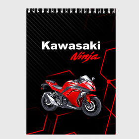 Скетчбук с принтом KAWASAKI NINJA /  КАВАСАКИ в Белгороде, 100% бумага
 | 48 листов, плотность листов — 100 г/м2, плотность картонной обложки — 250 г/м2. Листы скреплены сверху удобной пружинной спиралью | Тематика изображения на принте: kawasaki | motorcycle | motosport | ninja | racing | speed | sport | байк | гонки | двигатель | кавасаки | мото | мотокросс | мотоспорт | мототриал | мотоцикл | нинзя. | скорость | спорт