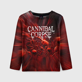 Детский лонгслив 3D с принтом Blood Cannibal Corpse | Труп Каннибала (Z) в Белгороде, 100% полиэстер | длинные рукава, круглый вырез горловины, полуприлегающий силуэт
 | cannibal | cannibal corpse | corpse | death metal | deathgrind | алекс уэбстер | брутальный дэт метал | дэт метал | дэтграйнд | пол мазуркевич | роб барретт | труп каннибала