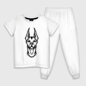Детская пижама хлопок с принтом Доберман в Белгороде, 100% хлопок |  брюки и футболка прямого кроя, без карманов, на брюках мягкая резинка на поясе и по низу штанин
 | Тематика изображения на принте: doberman | dog | бойцовская | доберман | собака | собаки