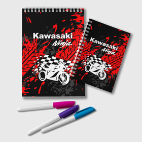 Блокнот с принтом KAWASAKI NINJA / КАВАСАКИ в Белгороде, 100% бумага | 48 листов, плотность листов — 60 г/м2, плотность картонной обложки — 250 г/м2. Листы скреплены удобной пружинной спиралью. Цвет линий — светло-серый
 | kawasaki | motorcycle | motosport | ninja | racing | speed | sport | байк | гонки | двигатель | кавасаки | мото | мотокросс | мотоспорт | мототриал | мотоцикл | нинзя. | скорость | спорт