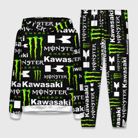 Женский костюм 3D (с толстовкой) с принтом KAWASAKI X MONSTER ENERGY в Белгороде,  |  | kawasaki | monster energy | motorcycle | motosport | racing | speed | sport | байк | гонки | двигатель | кавасаки | монстер энерджи. | мото | мотокросс | мотоспорт | мототриал | мотоцикл | скорость | спорт